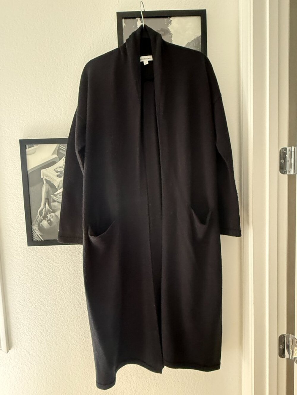 Calvin Klein Jeans Long Open Cardigan Women's S/P Black Duster